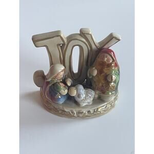 Vintage Ceramic Holy Family Joy Statue Christmas Decoration